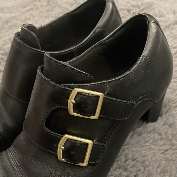 Clarks Black Leather Buckle Booties - Picture 6 of 10